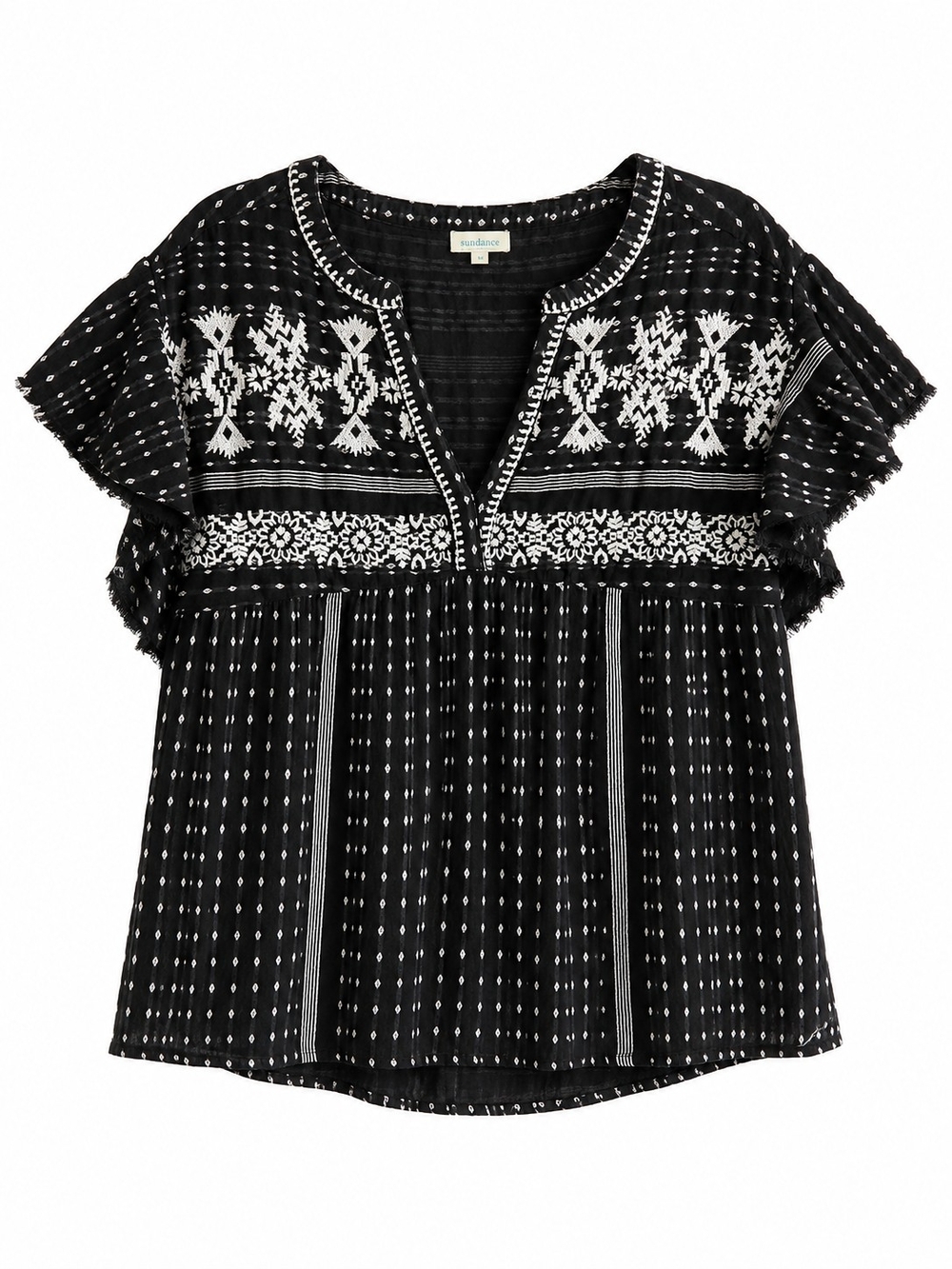 Sundance Embroidered Boho Top – Size M